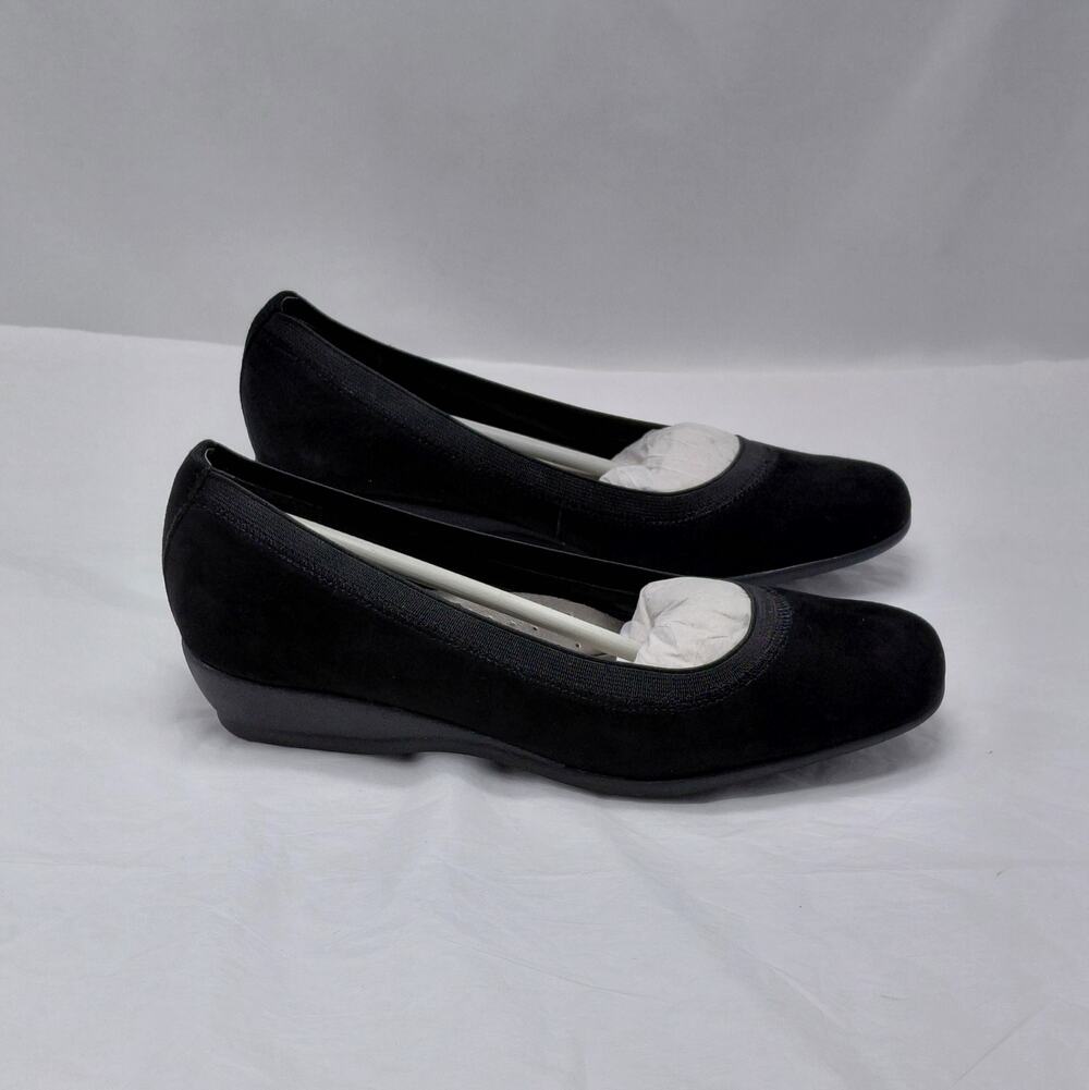 Trotters Wedge Pumps Women's Size 6.5N Narrow Black Suede Comfort Shoes